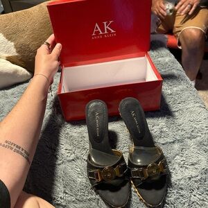 Anne Klein Black and Gold Women's Heels